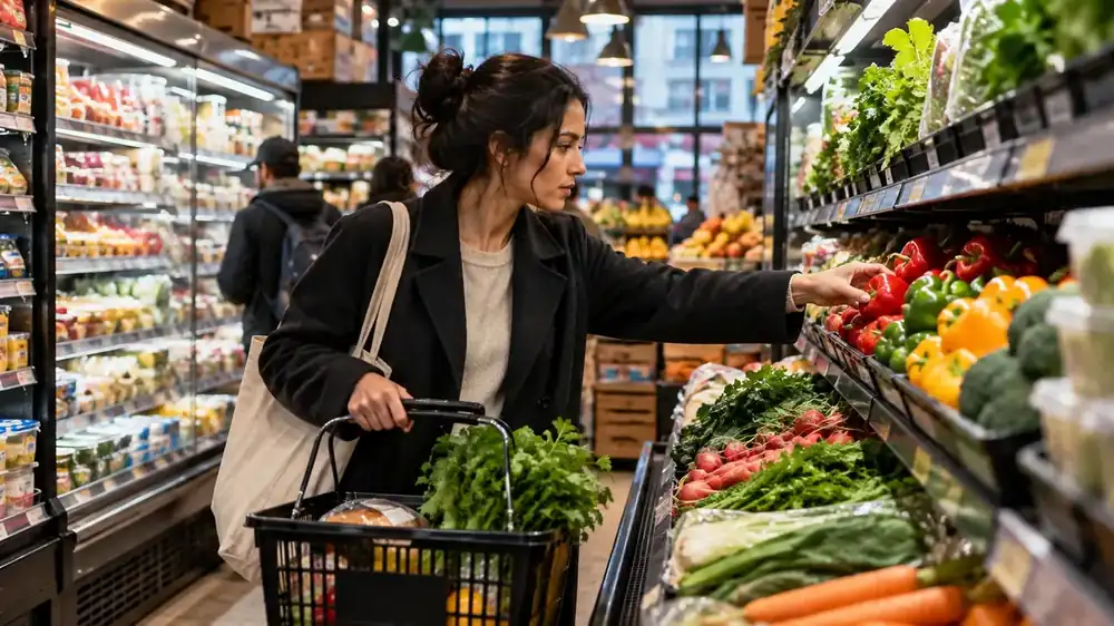 Produce shopping in a New York City market